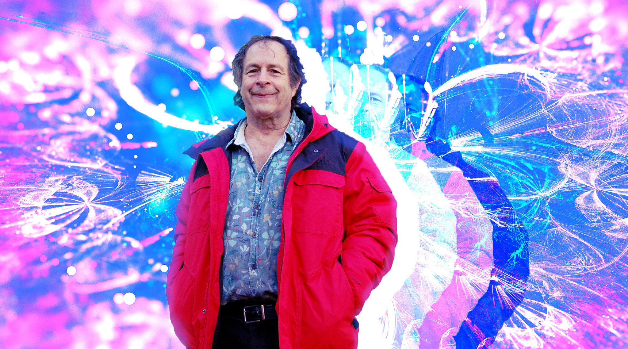 Rick Doblin standing with psychedelic background