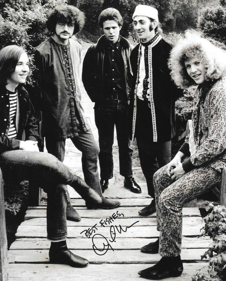 Black and white photo of Country Joe and the Fish in the 60s.