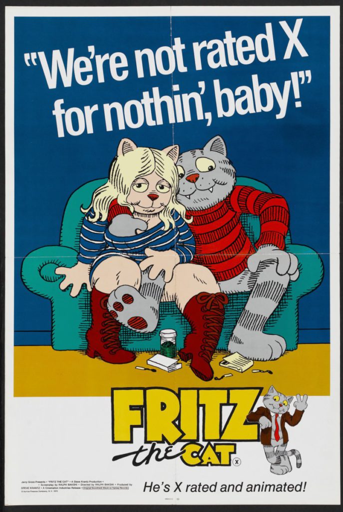 Two cartoon characters, one male and one female, sitting together on a couch