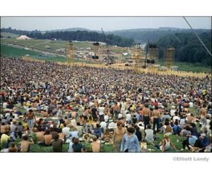 Massive crowd of people attending Woodstock